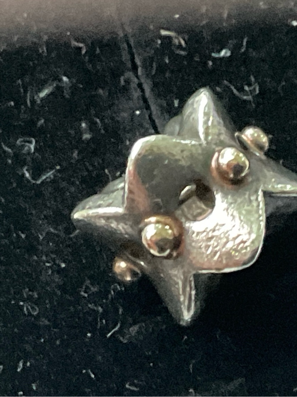 Pandora Rare Silver eyelet Charm with 14k Gold Accents